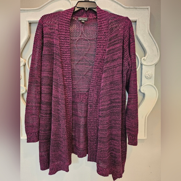 Women's Purple Knit open front Cardigan Sweater (Z25) - Picture 1 of 4